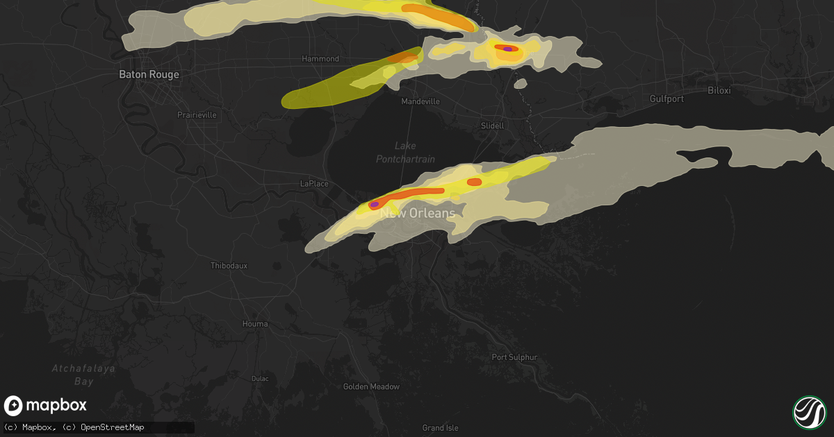 Hail map in New Orleans, LA on February 7, 2017