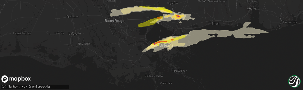 Hail map in Saint Rose, LA on February 7, 2017