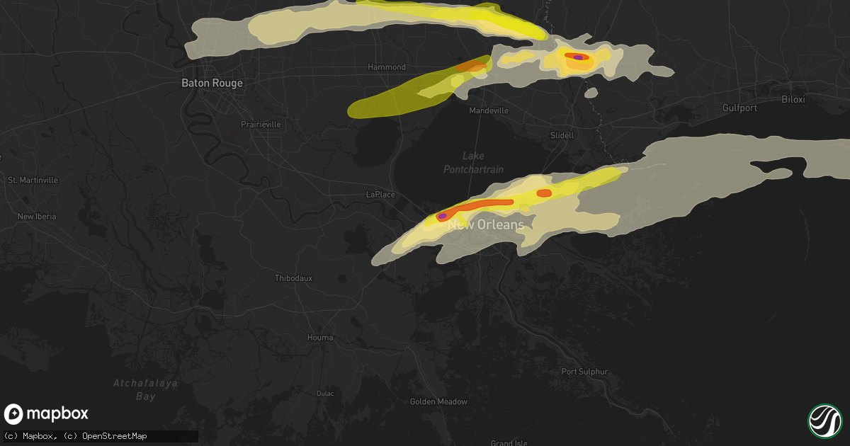 Hail map in Saint Rose, LA on February 7, 2017
