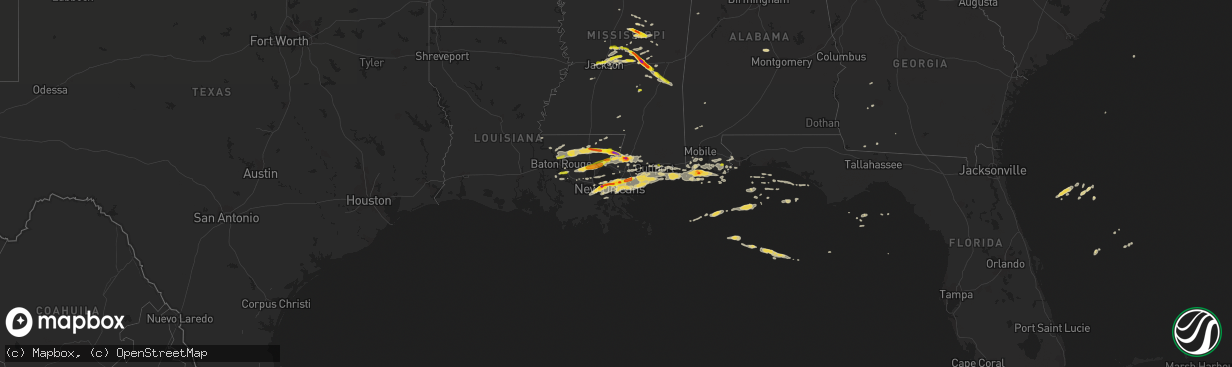 Hail map on February 7, 2017