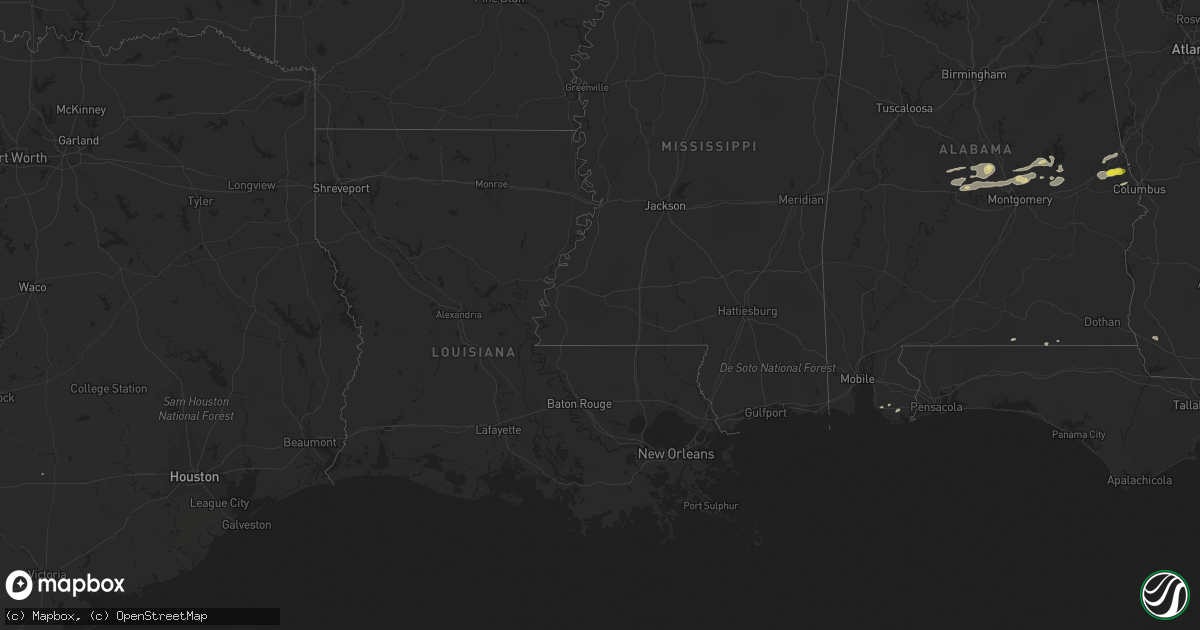Hail map in Alabama on February 7, 2018