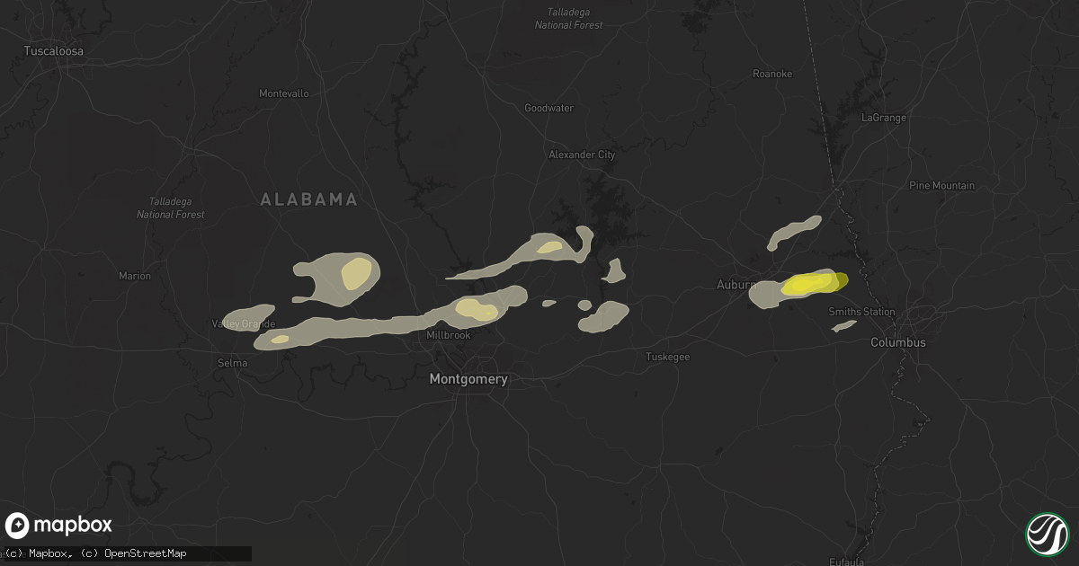 Hail map in Eclectic, AL on February 7, 2018