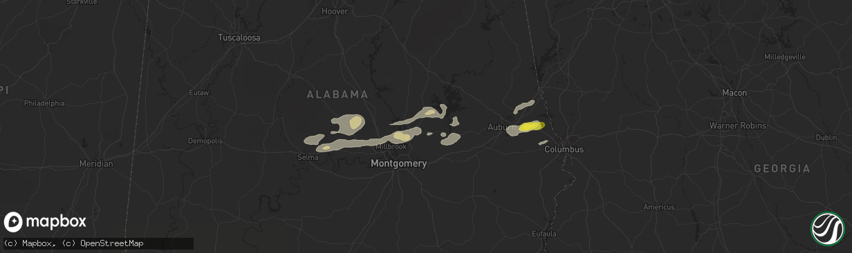 Hail map in Selma, AL on February 7, 2018