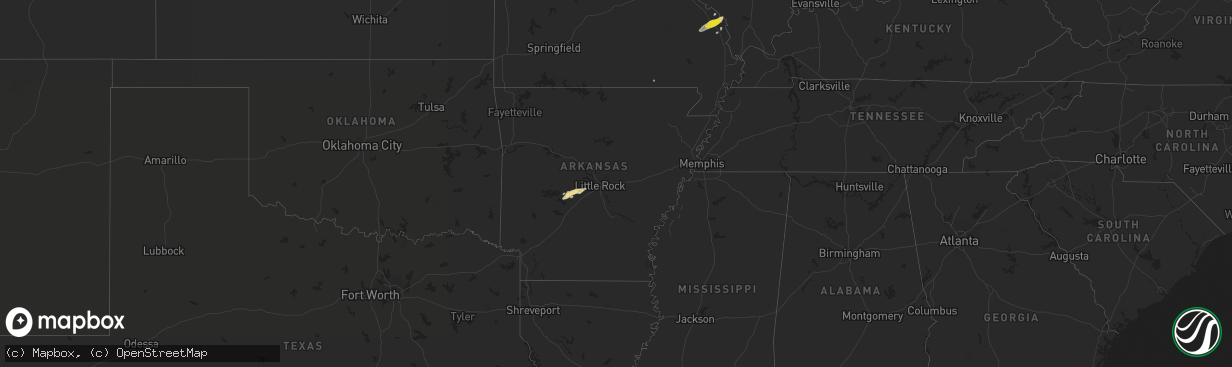 Hail map in Arkansas on February 7, 2019