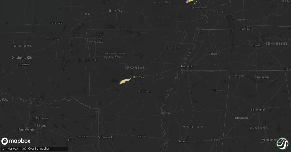 Hail map in Arkansas on February 7, 2019