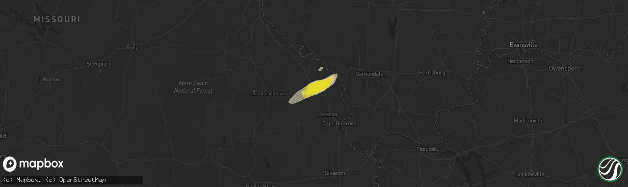 Hail map in Friedheim, MO on February 7, 2019