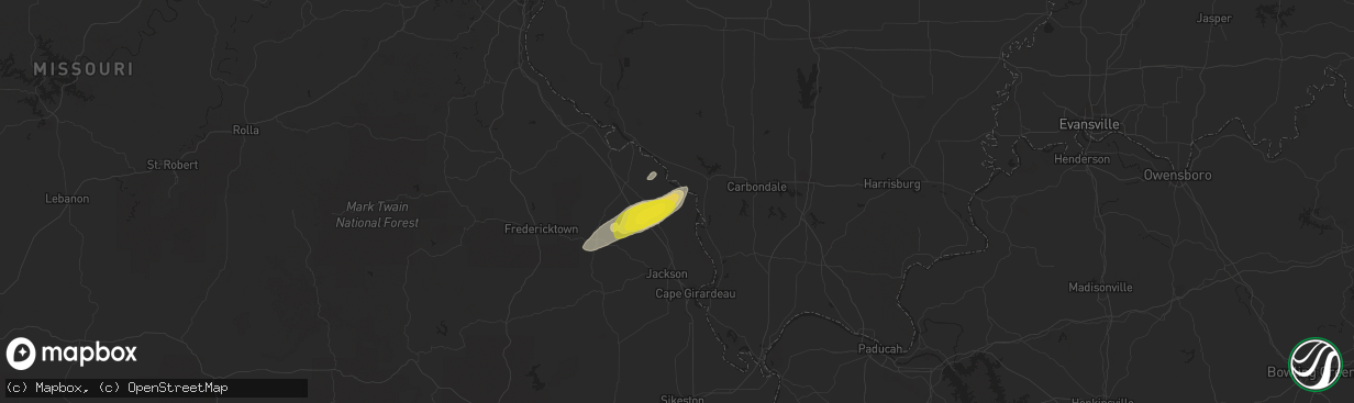 Hail map in Frohna, MO on February 7, 2019