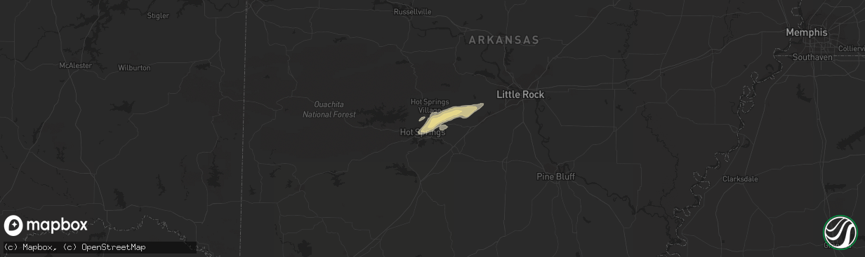 Hail map in Hot Springs National Park, AR on February 7, 2019