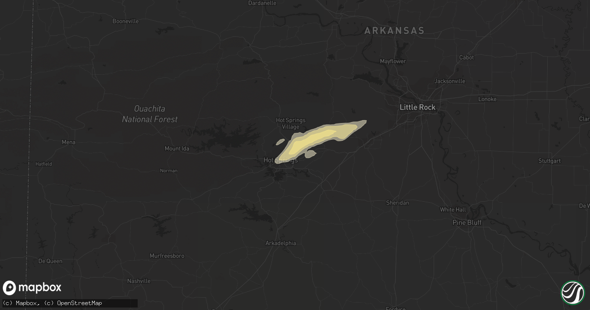 Hail map in Hot Springs National Park, AR on February 7, 2019