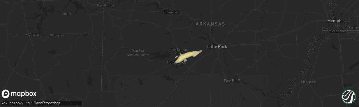 Hail map in Hot Springs Village, AR on February 7, 2019