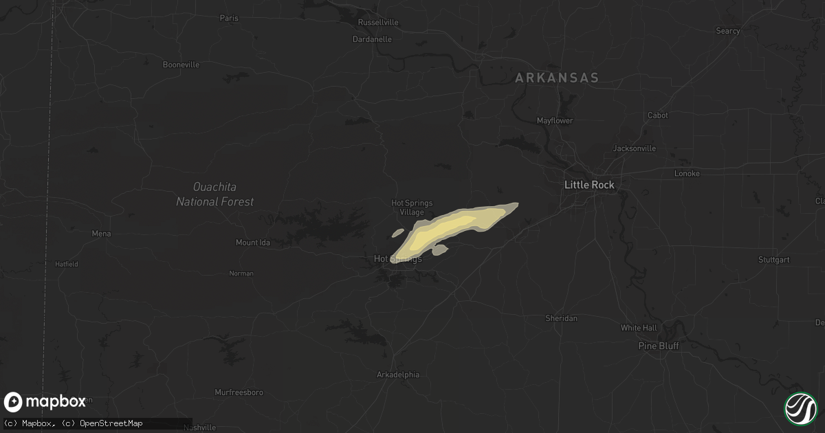 Hail map in Hot Springs Village, AR on February 7, 2019