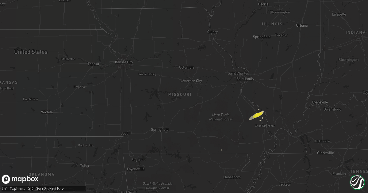Hail map in Missouri on February 7, 2019