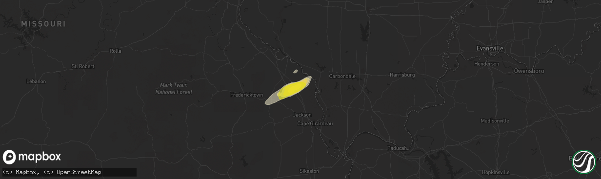 Hail map in Uniontown, MO on February 7, 2019