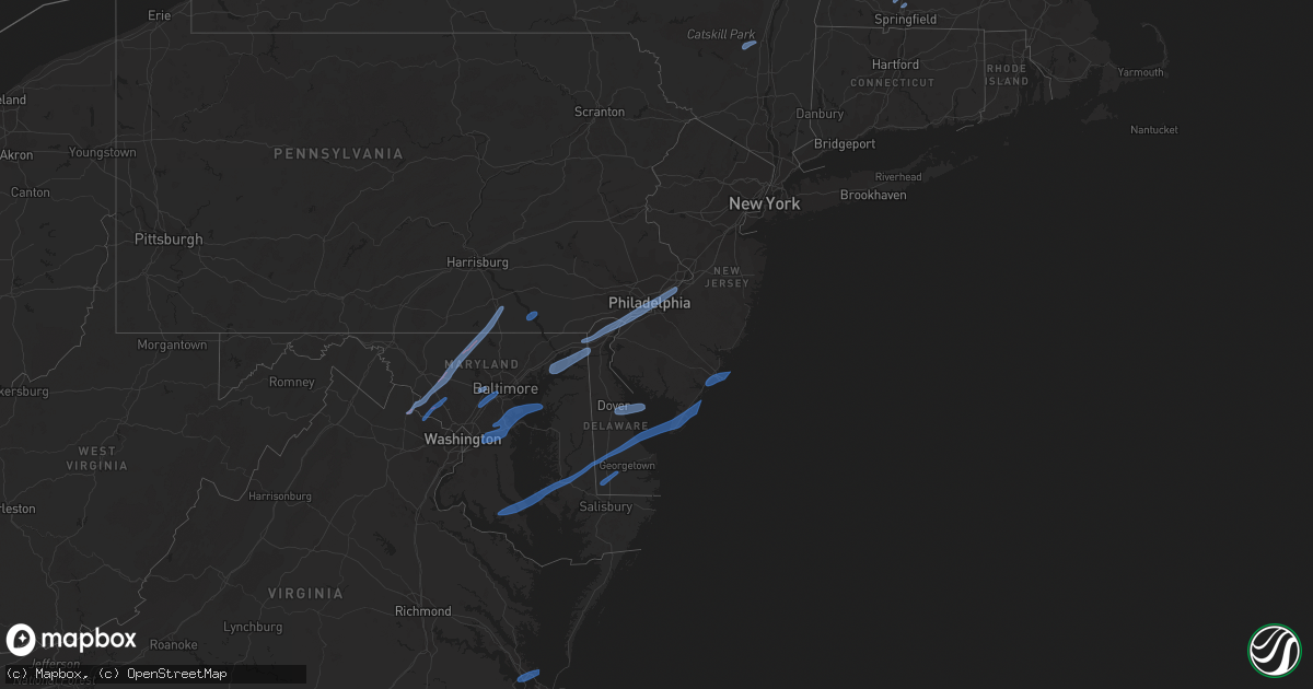 Hail map in Maryland on February 7, 2020
