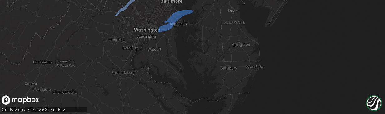 Hail map in Philadelphia, PA on February 7, 2020