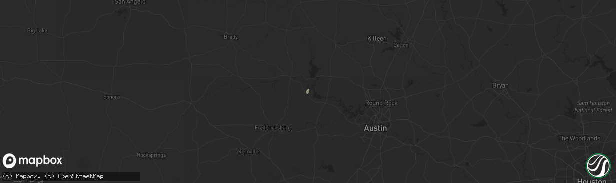 Hail map in Llano, TX on February 7, 2023