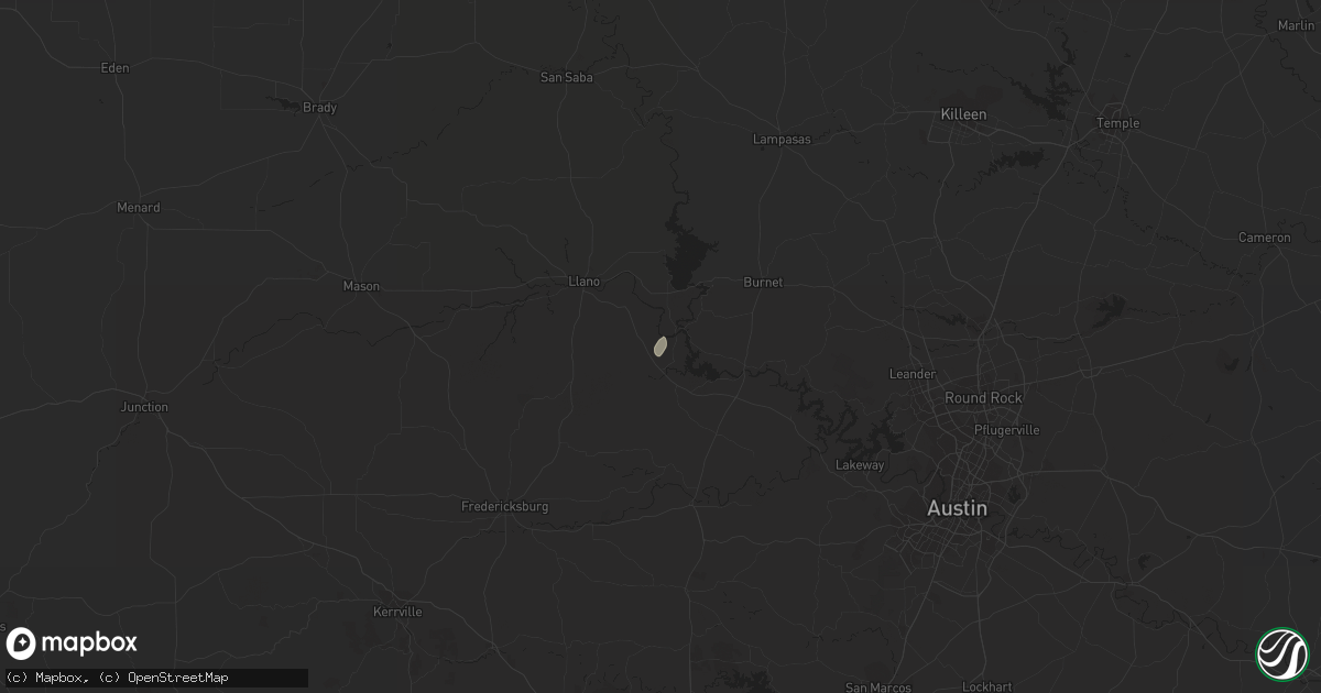 Hail map in Llano, TX on February 7, 2023