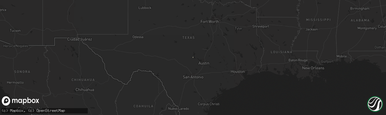 Hail map in Texas on February 7, 2023