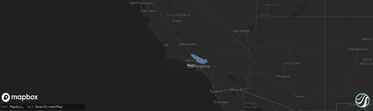 Hail map in California on February 7, 2024