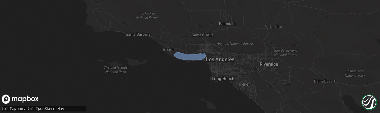 Hail map in Los Angeles, CA on February 7, 2024