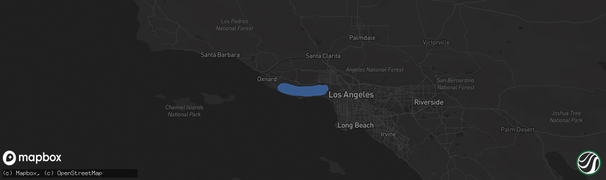 Hail map in Newbury Park, CA on February 7, 2024