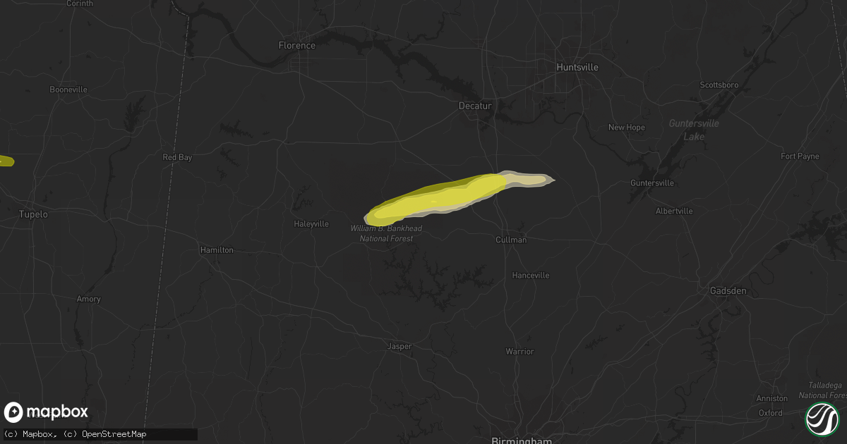 Hail map in Addison, AL on February 8, 2017