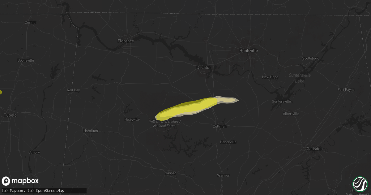 Hail map in Danville, AL on February 8, 2017