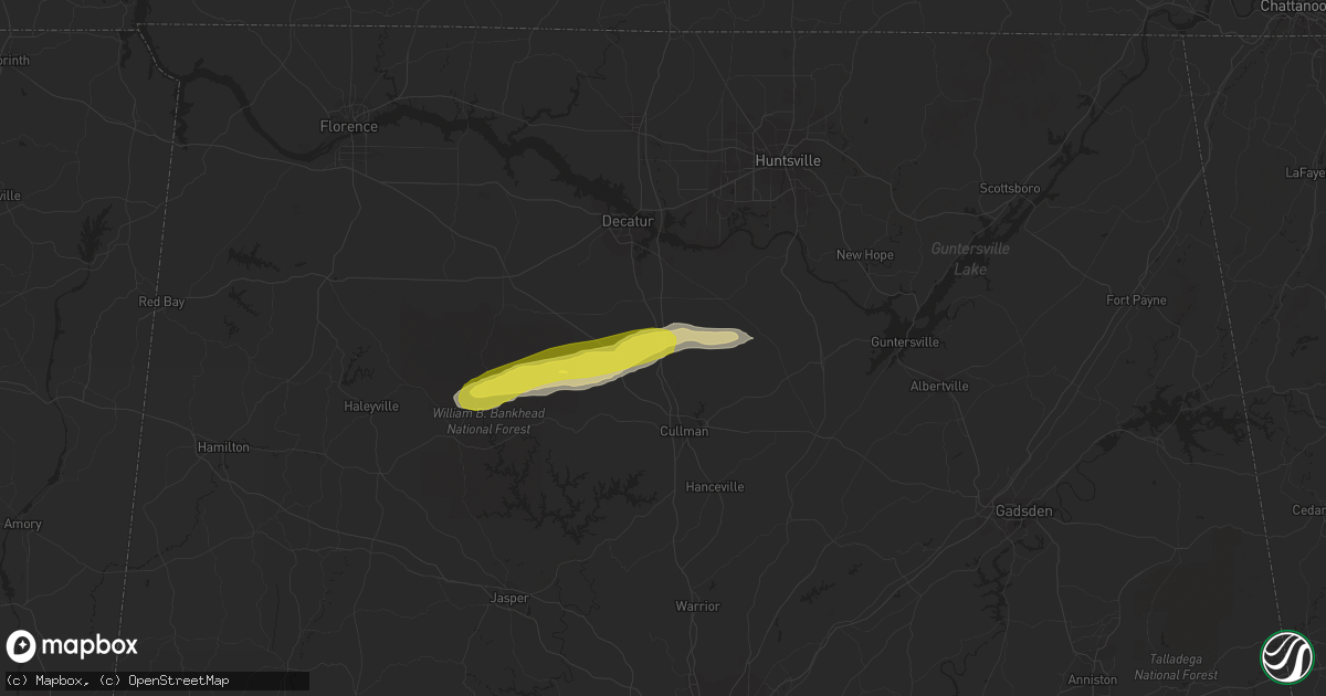Hail map in Falkville, AL on February 8, 2017