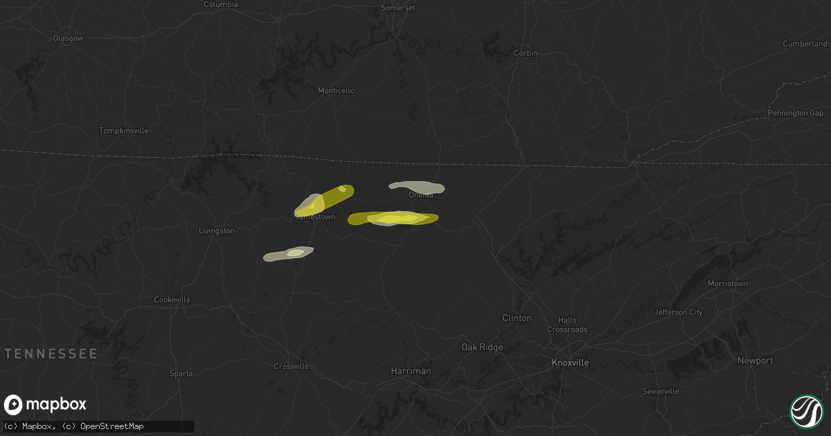 Hail map in Helenwood, TN on February 8, 2017