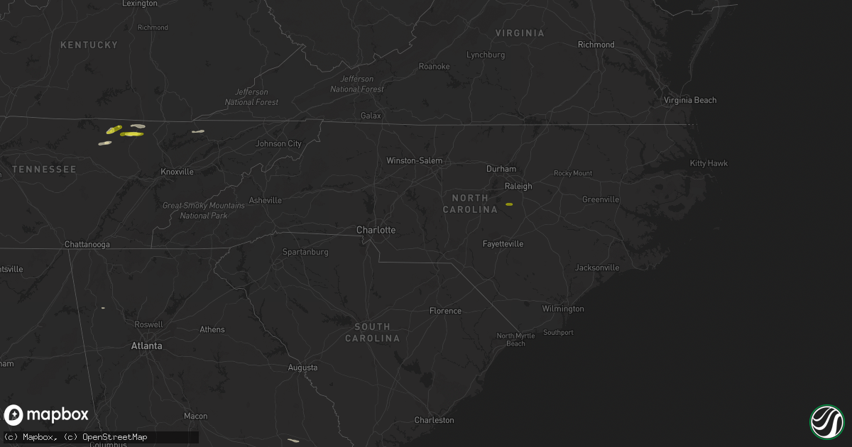 Hail map in North Carolina on February 8, 2017