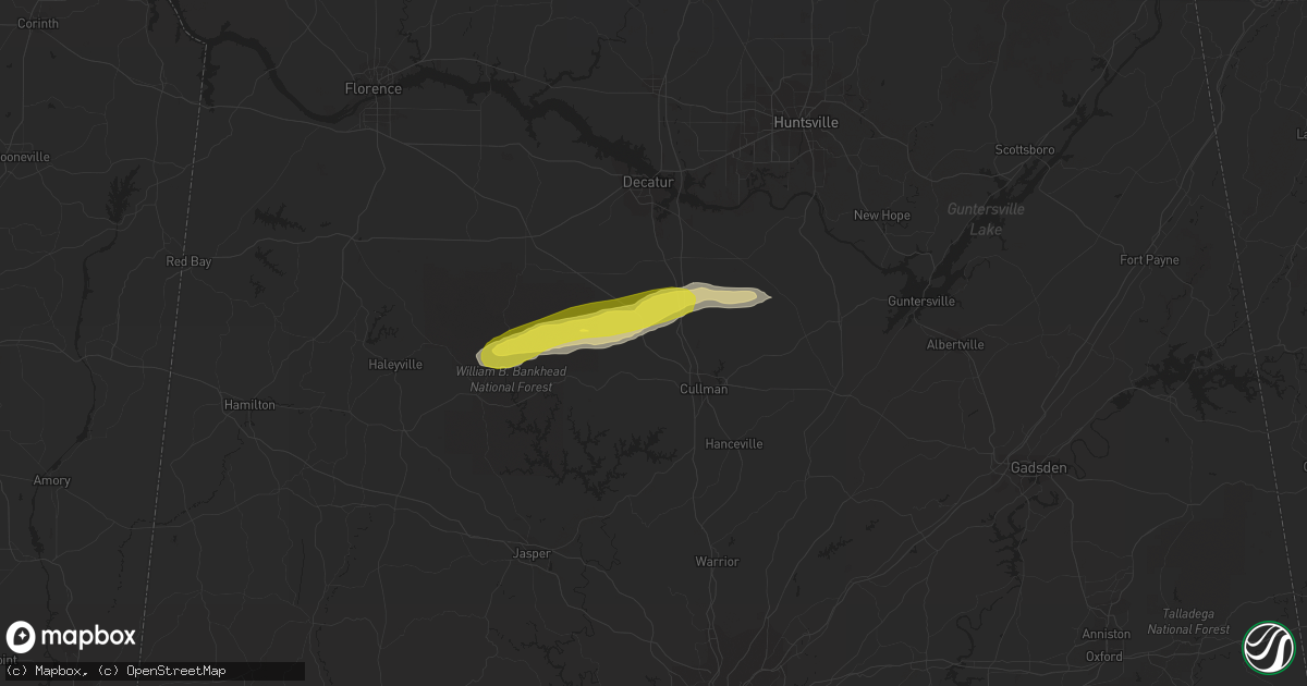 Hail map in Vinemont, AL on February 8, 2017