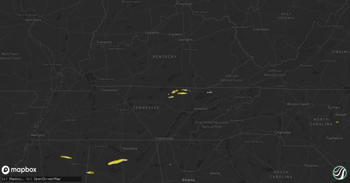 Hail map on February 8, 2017