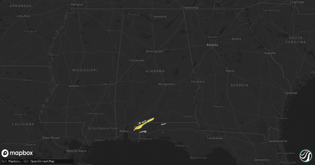 Hail map in Alabama on February 8, 2021