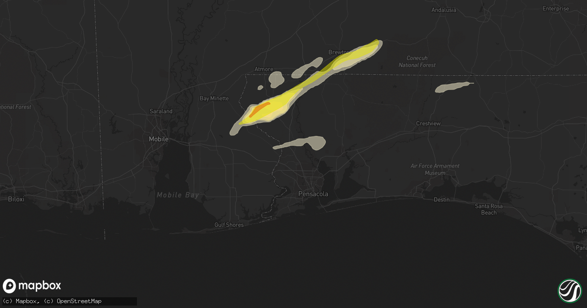 Hail map in Cantonment, FL on February 8, 2021