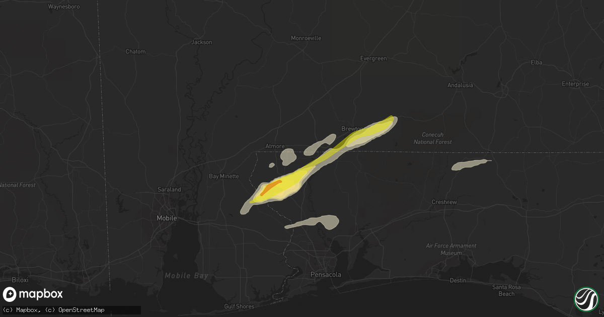 Hail map in Century, FL on February 8, 2021