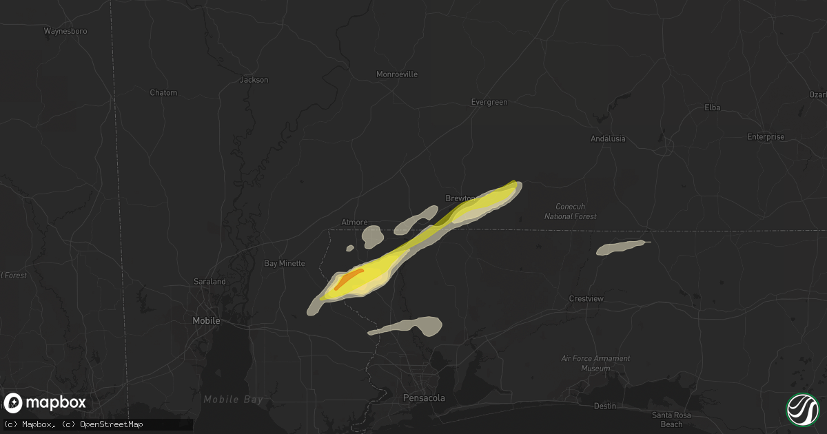 Hail map in Flomaton, AL on February 8, 2021