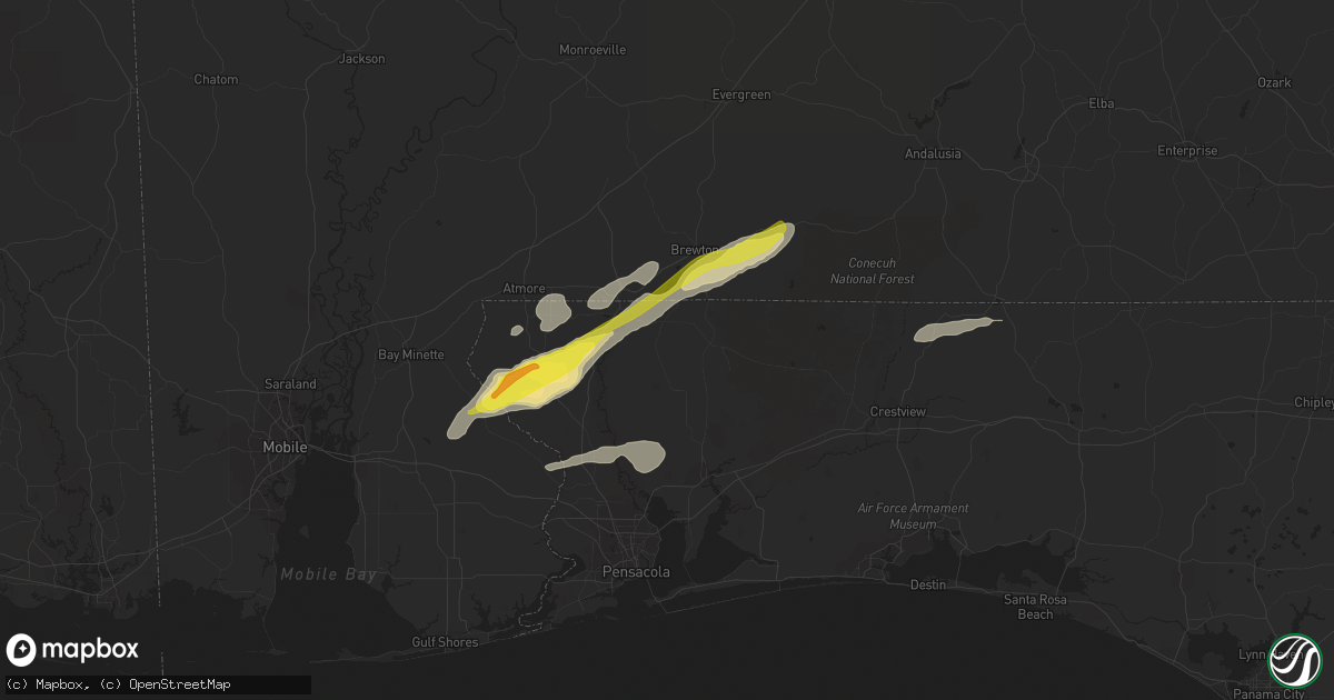 Hail map in Jay, FL on February 8, 2021