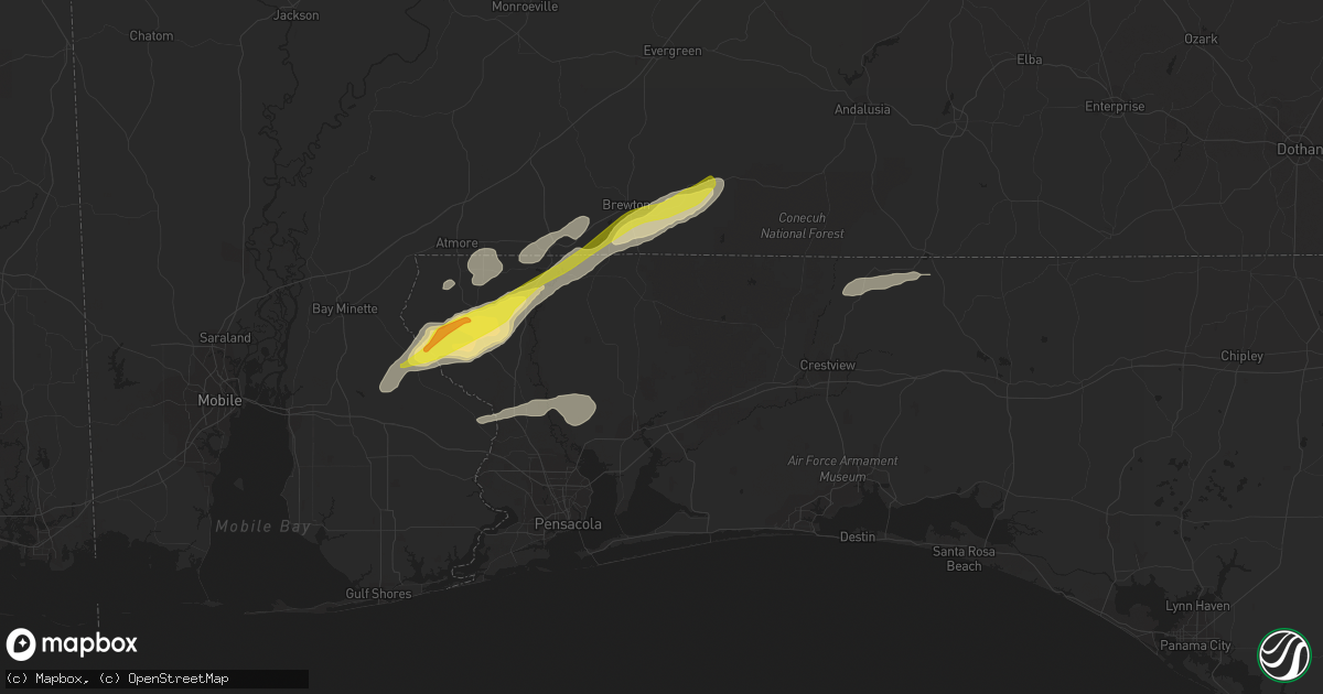 Hail map in Milton, FL on February 8, 2021