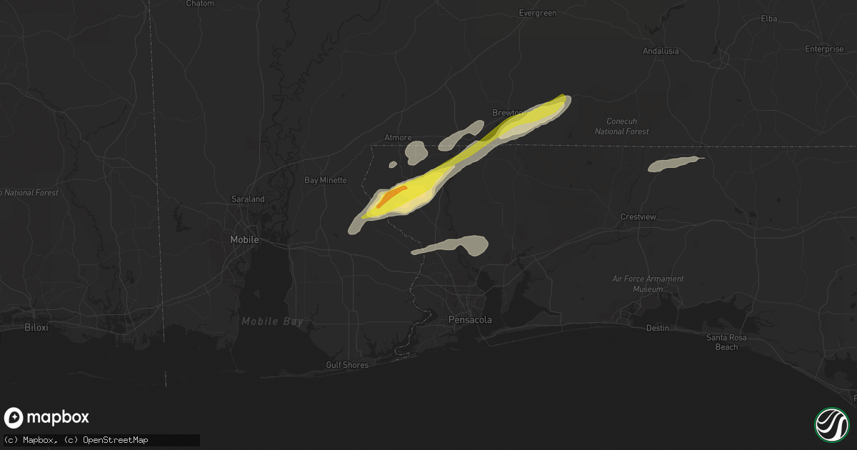 Hail map in Molino, FL on February 8, 2021