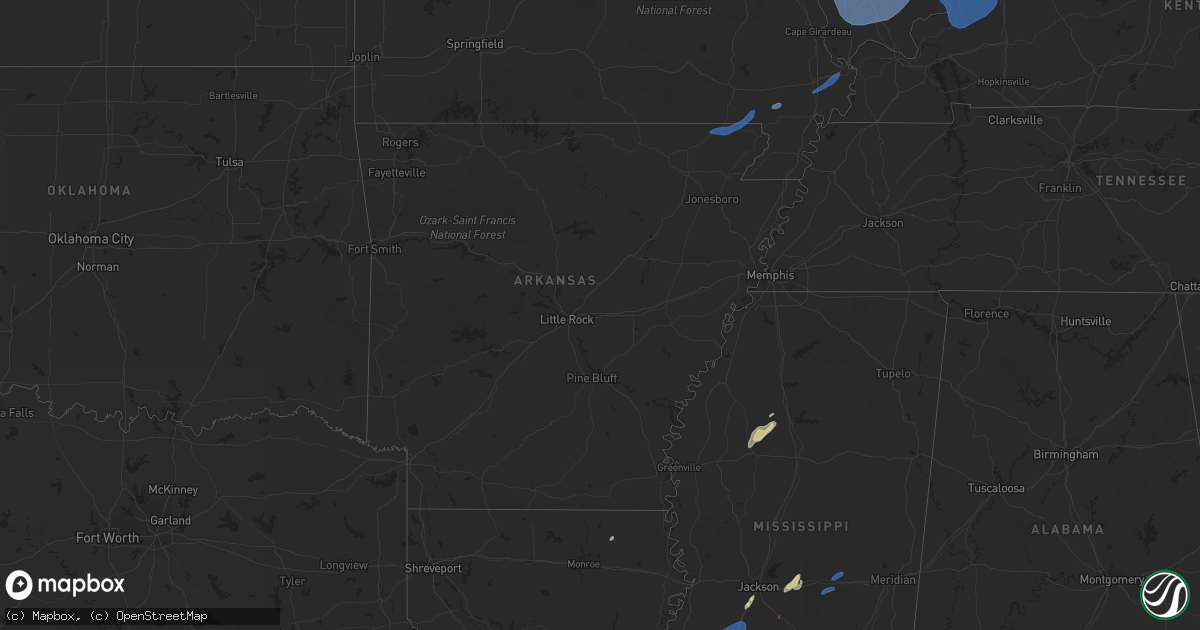 Hail map in Arkansas on February 8, 2023
