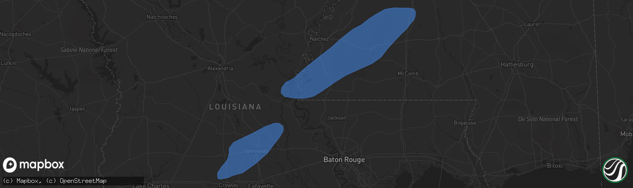 Hail map in Brookhaven, MS on February 8, 2023