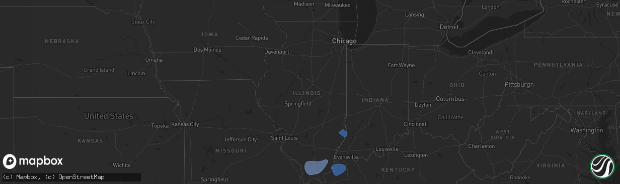 Hail map in Illinois on February 8, 2023
