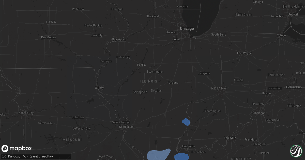 Hail map in Illinois on February 8, 2023