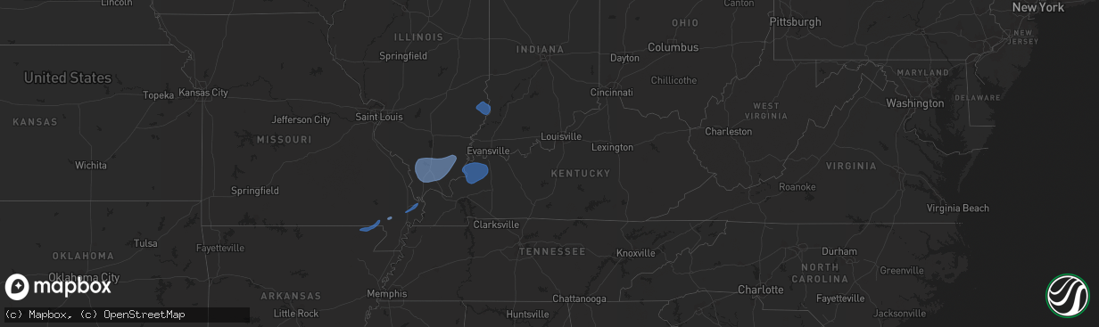 Hail map in Kentucky on February 8, 2023