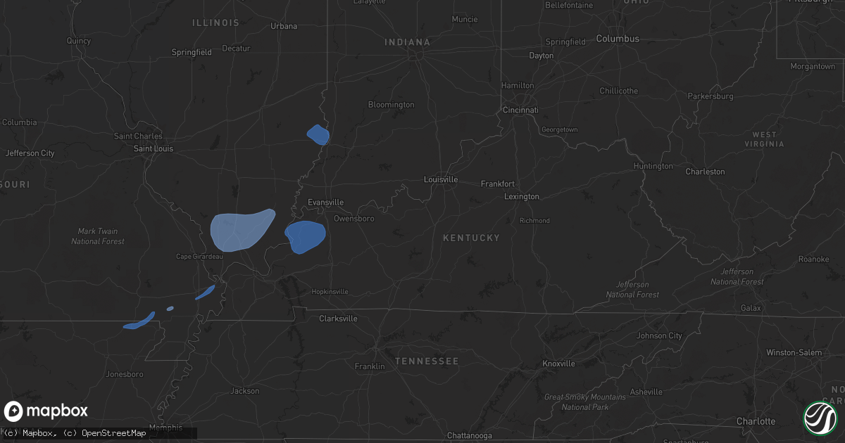 Hail map in Kentucky on February 8, 2023