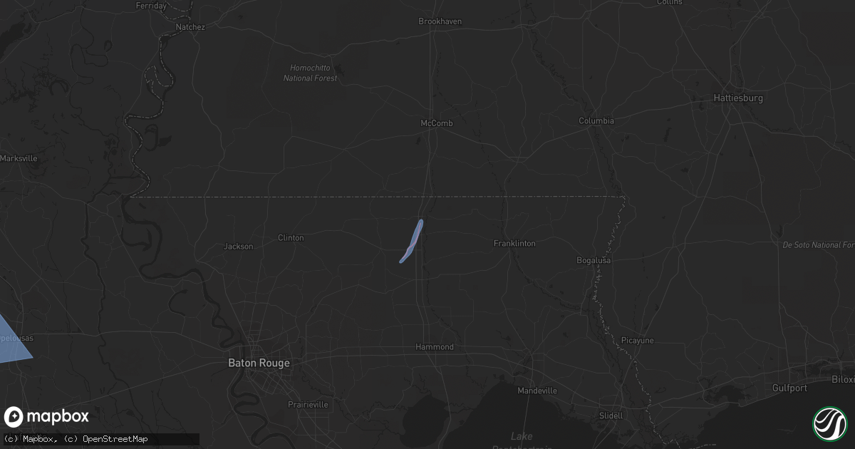 Hail map in Kentwood, LA on February 8, 2023