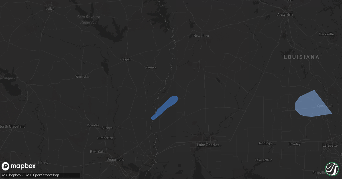 Hail map in Merryville, LA on February 8, 2023