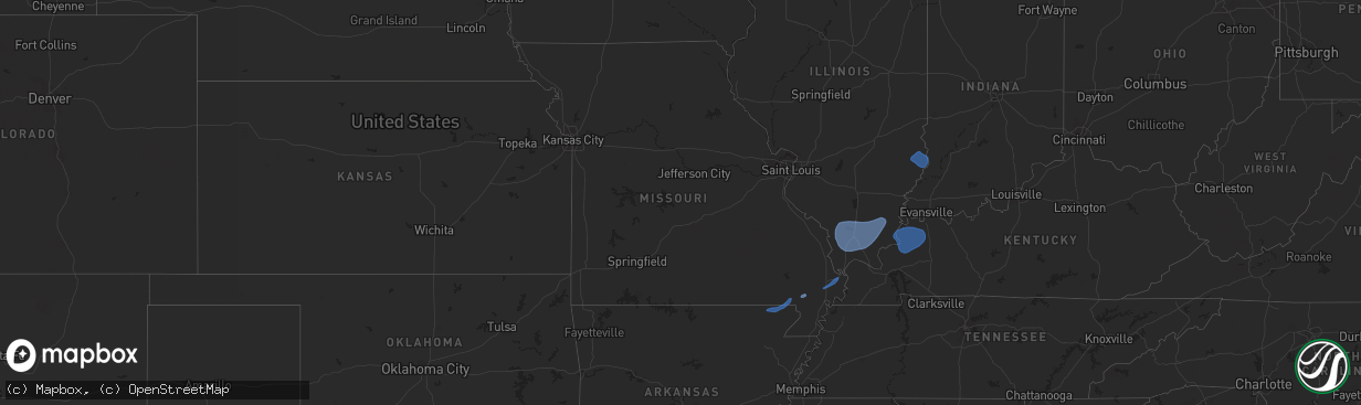 Hail map in Missouri on February 8, 2023