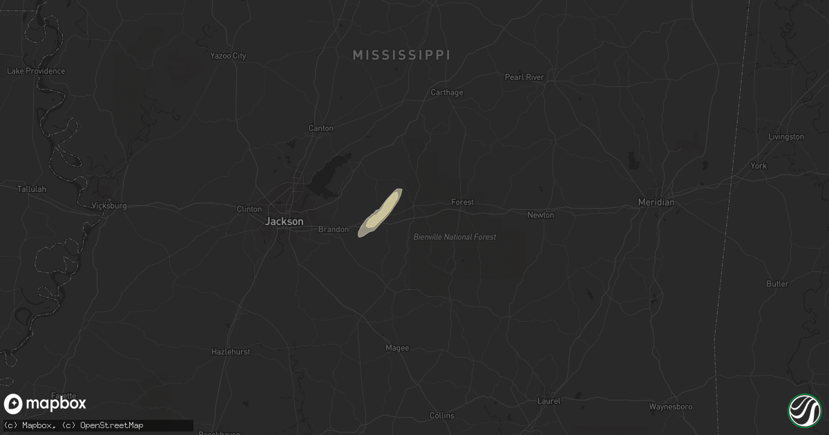Hail map in Morton, MS on February 8, 2023