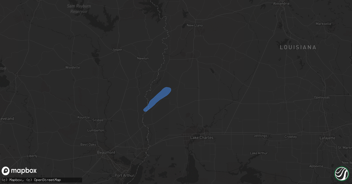 Hail map in Singer, LA on February 8, 2023